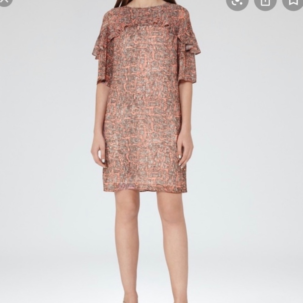 Reiss Roxanne Ruffle Shift Dress, Size 4 - Picture 2 of 6